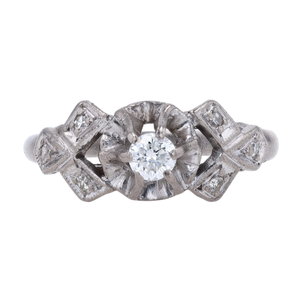 1/6 ctw 18K White Gold Diamond Engagement Ring