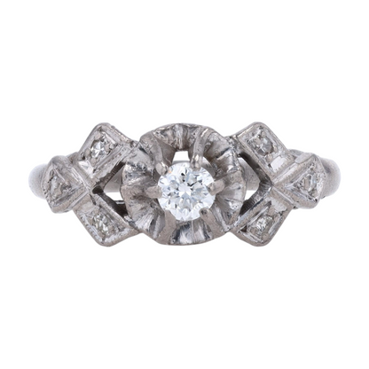 1/6 ctw 18K White Gold Diamond Engagement Ring