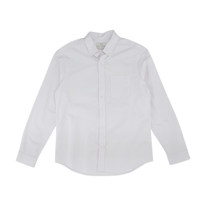 White Solid Long Sleeve Button Down