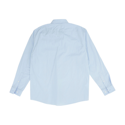Blue Solid Long Sleeve Button Down