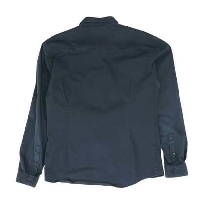 Black Solid Long Sleeve Button Down