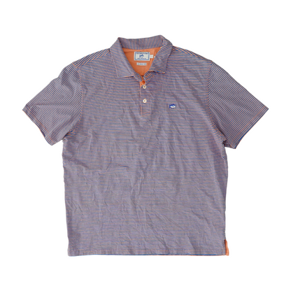 Blue Striped Short Sleeve Polo