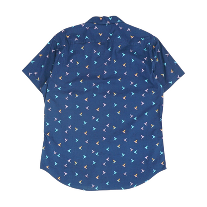 Navy Print Short Sleeve Button Down