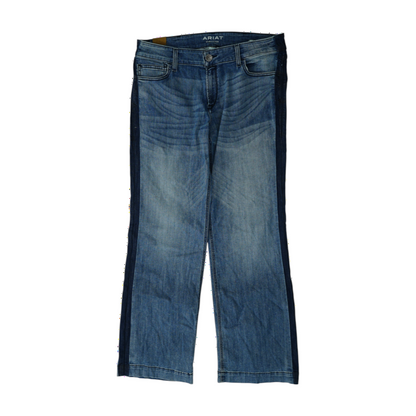Blue Long Color Block Wide Leg Jeans