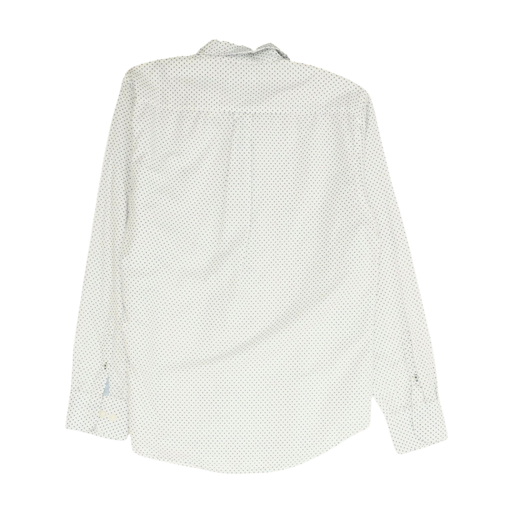White Abstract Long Sleeve Button Down
