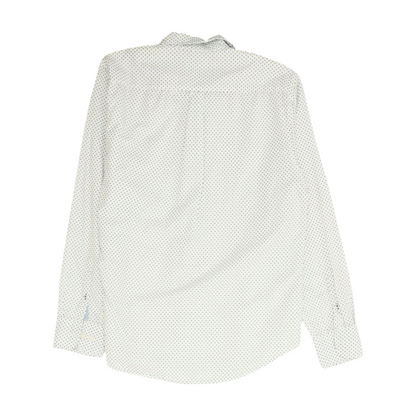White Abstract Long Sleeve Button Down