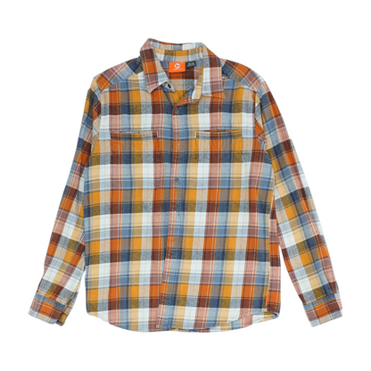 Orange Plaid Flannel Button Down
