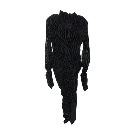 Black Animal Print Midi Dress