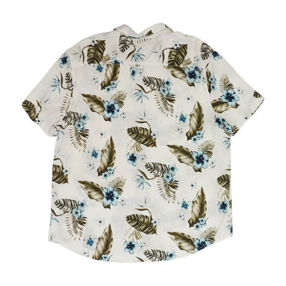 White Floral Short Sleeve Button Down