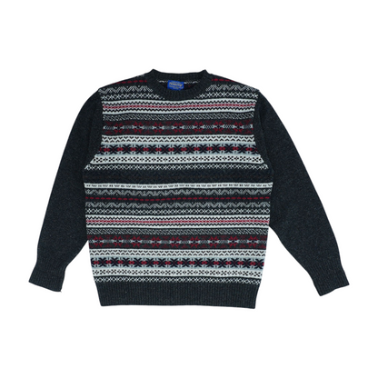 Gray Print Pullover Sweater