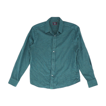 Green Solid Long Sleeve Button Down