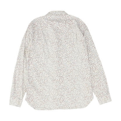 White Print Long Sleeve Button Down