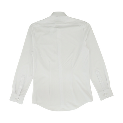 White Solid Long Sleeve Button Down