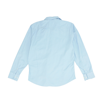 Blue Solid Long Sleeve Button Down