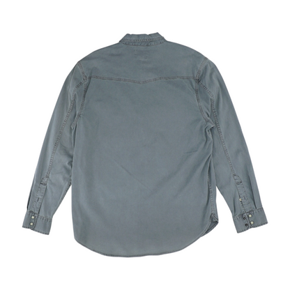 Gray Solid Long Sleeve Button Down