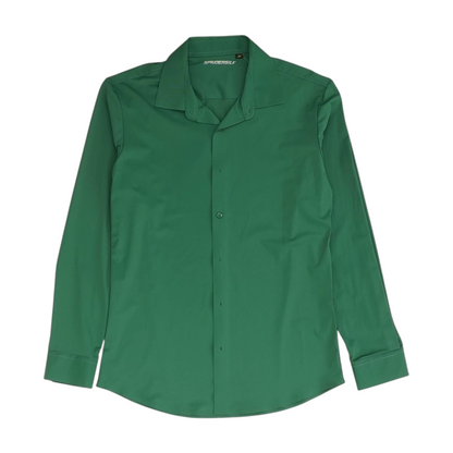 Green Solid Long Sleeve Button Down