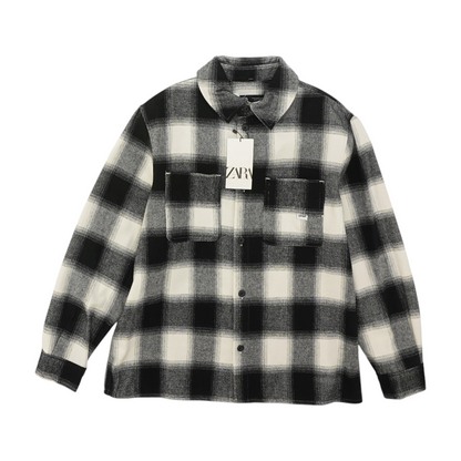 Black Plaid Flannel Button Down
