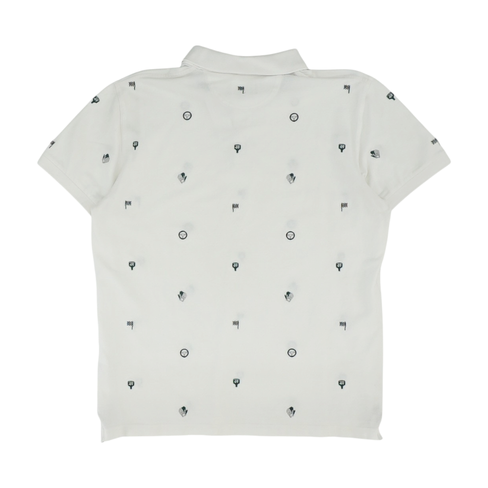 White Graphic Short Sleeve Polo