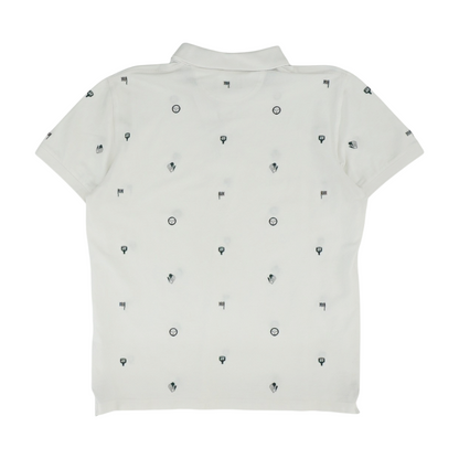 White Graphic Short Sleeve Polo