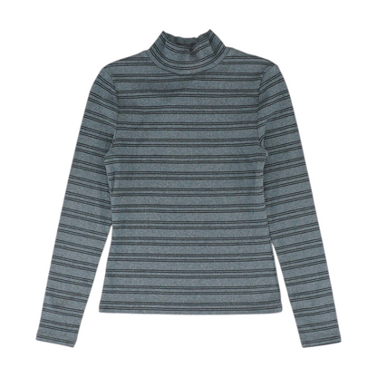 Gray Striped Pullover Sweater