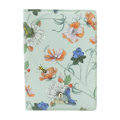 Camelia Floral Print Leather Passport Holder