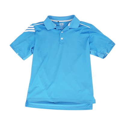 Blue Solid Short Sleeve Polo