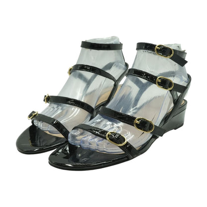 Grecian Black Wedged Sandals