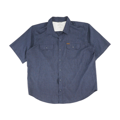 Navy Solid Short Sleeve Button Down