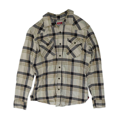 Beige Plaid Flannel Button Down