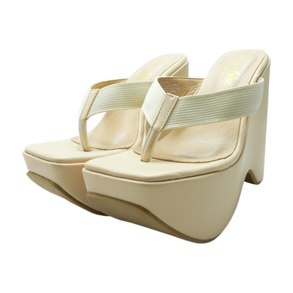 Beige Wedged Sandals