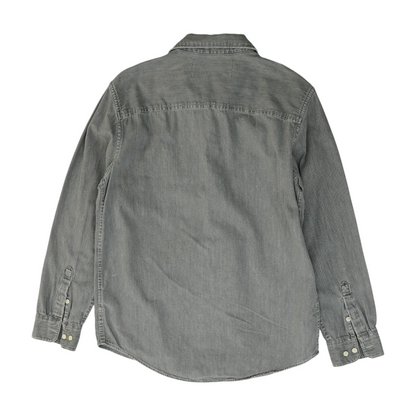 Gray Solid Long Sleeve Button Down