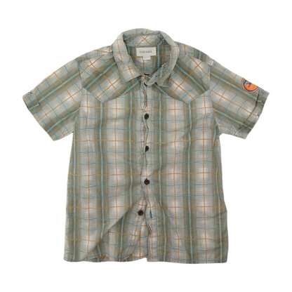 Gray Plaid Short Sleeve Button Down