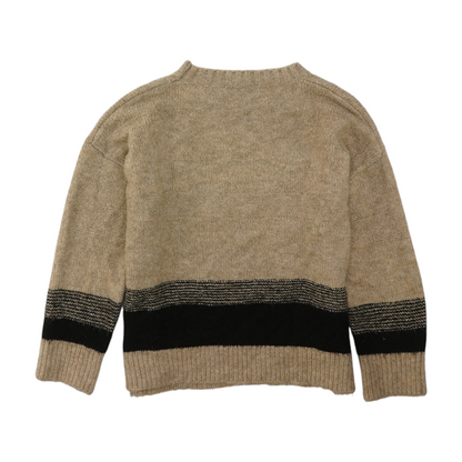 Tan Color Block Pullover Sweater