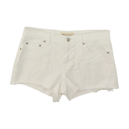 White Solid Denim Shorts