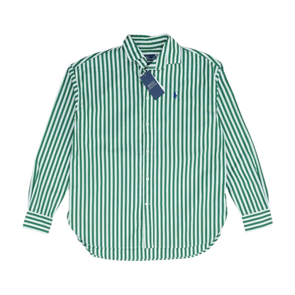 Green Striped Long Sleeve Button Down