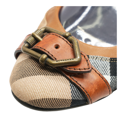 Brown Nova Check Canvas Ballet Flats