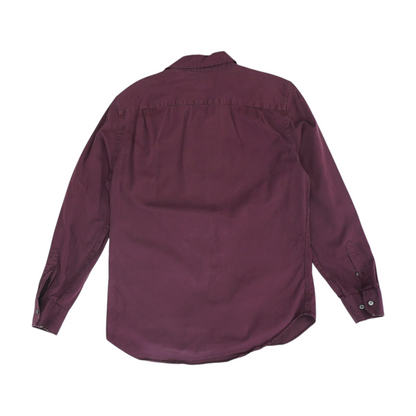 Burgundy Solid Long Sleeve Button Down