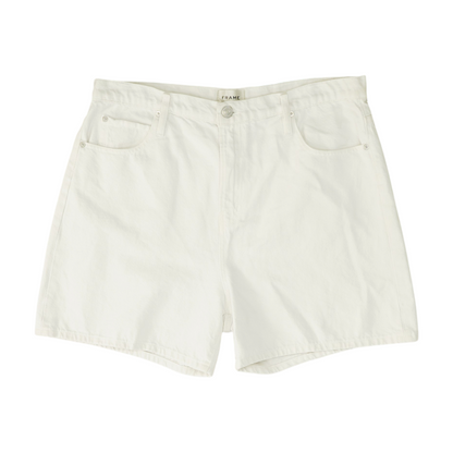 White Solid Denim Shorts