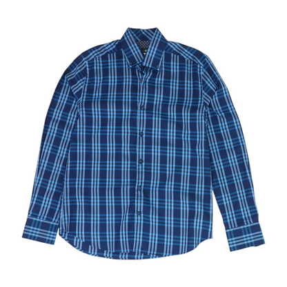 Navy Plaid Long Sleeve Button Down