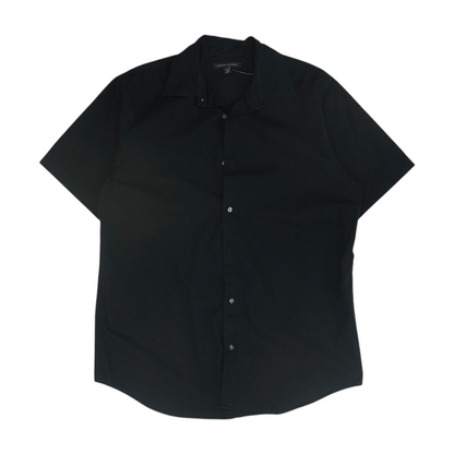 Black Solid Short Sleeve Button Down
