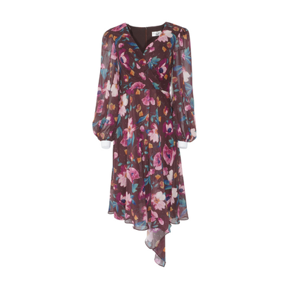 Brown Floral Midi Dress