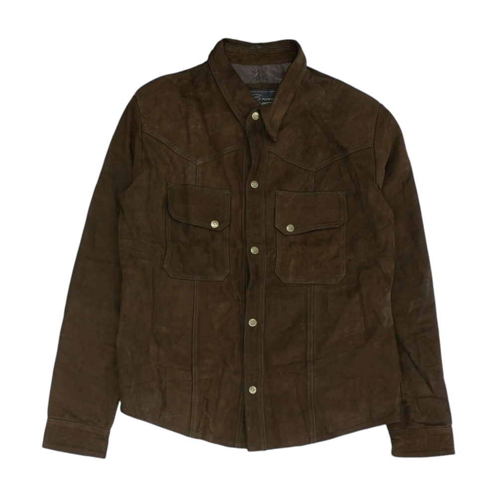 Brown Solid Leather Jacket
