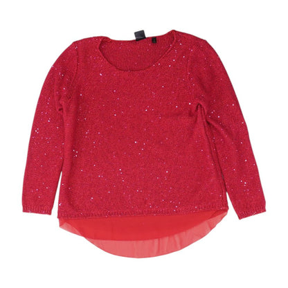 Red Solid Crewneck Sweater
