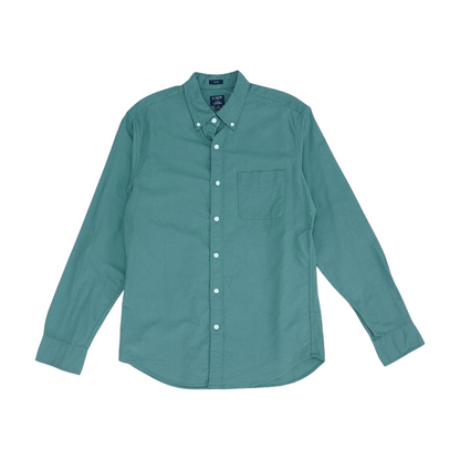 Green Solid Long Sleeve Button Down