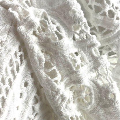 White Petite Vacay Cutout Cotton-Linen Blend Lace Mini Dress