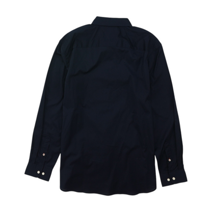 Navy Solid Long Sleeve Button Down