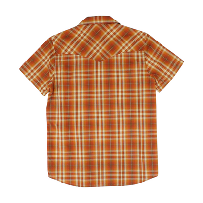 Orange Plaid Short Sleeve Button Down