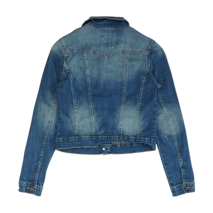 Blue Solid Denim Jacket