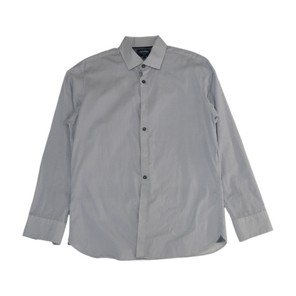White Print Long Sleeve Button Down