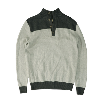 Gray Color Block Pullover Sweater
